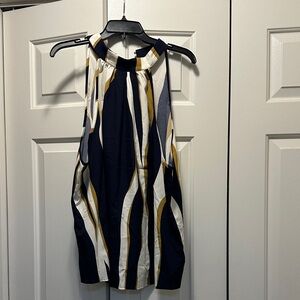 Striped Halter Top in Navy, White, and Gold